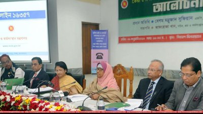 শ্রম ও কর্মসংস্থান প্রতিমন্ত্রী বেগম মন্নুজান সুফিয়ান হেল্প লাইনের উদ্বোধন করেন