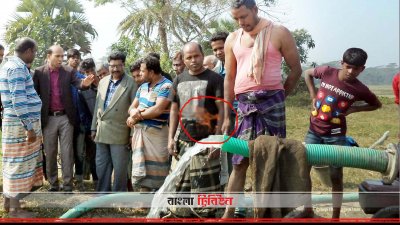 আগৈলঝাড়ায় শ্যালো মেশিন থেকে বের হচ্ছে গ্যাস