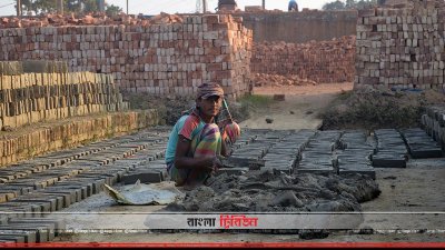 ইটভাটায় কাজ করছেন শ্রমিকরা