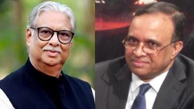 সুলতান মোহাম্মদ মনসুর আহমেদ ও মোকাব্বির খান (ডান থেকে)