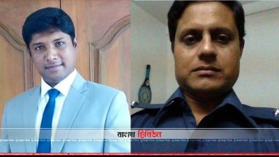 ইউএনও মিজানুর রহমান মিলন ও ওসি মোজাহারুল ইসলাম 