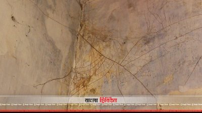 গাছের শেকড় ছড়িয়ে পড়েছে বরমী উপ-স্বাস্থ্যকেন্দ্রের দেয়ালে