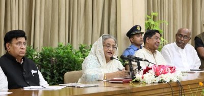 সংবাদ সম্মেলনে প্রধানমন্ত্রী, ছবি: ফোকাস বাংলা