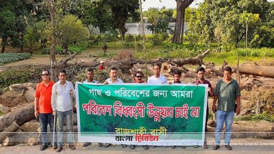 আন্দোলনের মুখে রাজশাহীতে গাছ কাটা বন্ধ