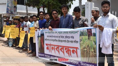 দিনাজপুরে শিক্ষার্থীদের মানববন্ধন
