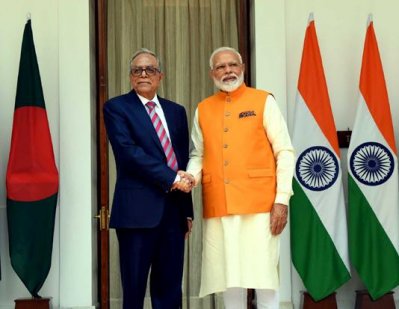 রাষ্ট্রপতি মো. আবদুল হামিদ ও ভারতের প্রধানমন্ত্রী নরেন্দ্র মোদি