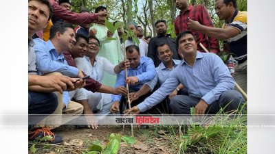 উদ্যানে গাছ রোপণ করা হচ্ছে