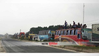 ঢাকা-টাঙ্গাইল-বঙ্গবন্ধু সেতু মহাসড়কে সকাল থেকেই দীর্ঘ যানজটের সৃষ্টি হয়েছে