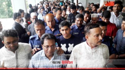 আদালতে নুসরাত হত্যা মামলার আসামিরা (ছবি: ফোকাস বাংলা)