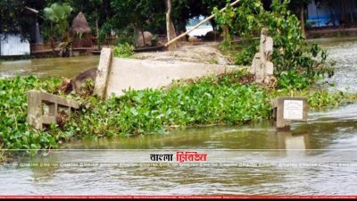 ব্রিজ ভেঙে খালে পড়ে আছে