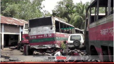 বিআরটিসি বাসের যন্ত্রাংশ খোলা হচ্ছে