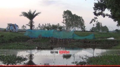 রেলওয়ের খালে বাধ দিয়ে মাছ ছাষ করছে এলাকার প্রভাবশালী মহল