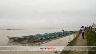 পাবনায় পদ্মার পানি বিপদসীমা ছুঁইছুঁই, তলিয়ে গেছে ফসলি জমি