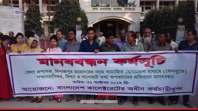 বাংলাদেশ কালেক্টরেটের অধীন কর্মচারীদের মানববন্ধন 