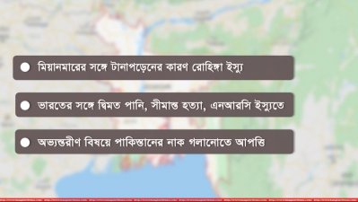 প্রতিবেশী দেশগুলোর সঙ্গে সেসব বিষয়ে মতবিরোধ