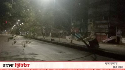 রাজধানীতে সন্ধ্যায় ধুলোঝড়ে নুয়ে পড়ে গাছপালা