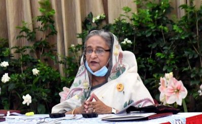 ভিডিও কনফারেন্সে প্রধানমন্ত্রী শেখ হাসিনা, ছবি- ফোকাস বাংলা