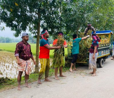 ফোন পেলেই ধান কেটে মাড়াই করে ঘরে তুলে দিচ্ছেন তারা