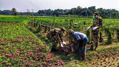 ক্ষতিগ্রস্ত চাষিদের কাছ থেকে সবজি কিনছে সেনাবাহিনী: ছবি আইএসপিআর