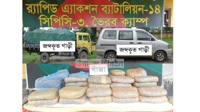 ট্রাক ও মাইক্রোবাসে বহন করা হচ্ছিলো ৪৪ কেজি গাঁজা