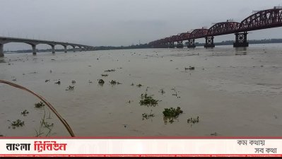 হার্ডিঞ্জ ও লালন শাহ সেতুর নিচে প্রবহমান পদ্মা নদী