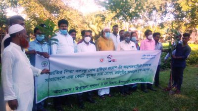জামালপুরের ইসলামপুরে বৃক্ষরোপণ কর্মসূচি উদ্বোধনে অতিথিরা 