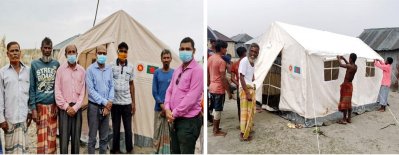 বানভাসিদের জন্য তাঁবুর ব্যবস্থা করা হয়েছে