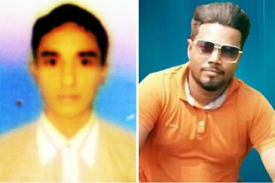 বাঁয়ে নিহত ব্যবসায়ী আবদুল হালিম, ডানে মামলার প্রধান আসামি সাখাওয়াত হোসেন সবুজ