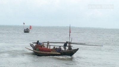 চাঁদপুর মেঘনা নদীতে মাছ শিকারে জেলেরা 
