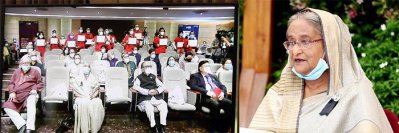 ভিডিও কনফারেন্সে বক্তব্য রাখছেন প্রধানমন্ত্রী শেখ হাসিনা 