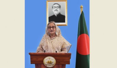জাতিসংঘের ভার্চুয়াল অনুষ্ঠানে বক্তব্য রাখেন প্রধানমন্ত্রী শেখ হাসিনা (ছবি: ফোকাস বাংলা)