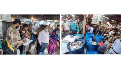 ভ্রাম্যমাণ আদালতের অভিযান ও নিষিদ্ধ পিরানহা মাছ জব্দ