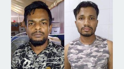 পুলিশের হাতে গ্রেফতার দাদা বাহিনীর দুই সদস্য মামুন ও পাটোয়ারি 