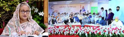 জাতীয় নিরাপদ সড়ক দিবসের অনুষ্ঠানে প্রধানমন্ত্রী (ছবি: ফোকাস বাংলা)