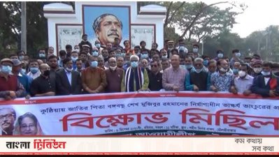 বঙ্গবন্ধুর ভাস্কর্য ভাঙার প্রতিবাদে দেশের বিভিন্ন স্থানে বিক্ষোভ
