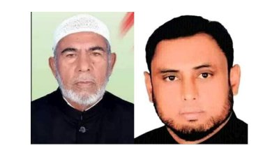 বাম দিক থেকে- নব নির্বাচিত উপজেলা চেয়ারম্যান নায়েব আলী ও রেজাউল বাবু