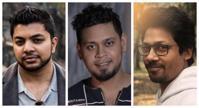 (বাঁ থেকে) নাভেদ পারভেজ, অয়ন চাকলাদার ও জনি হক