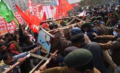 পাটনায় কৃষক বিক্ষোভে লাঠিচার্জ, পুলিশের সঙ্গে সংঘর্ষ