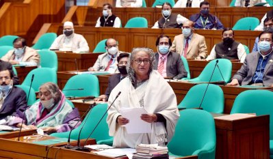 সংসদে প্রধানমন্ত্রী শেখ হাসিনা (ছবি: ফোকাস বাংলা)