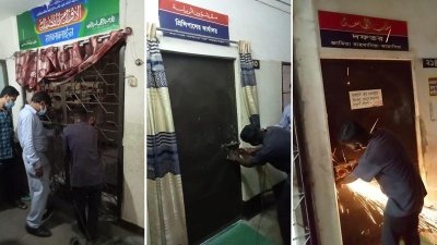 তালা ভেঙে রাহমানিয়া মাদ্রাসায় জেলা প্রশাসন, ছবি তুলতে বাধা