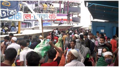 বরিশাল-ঢাকা লঞ্চে অতিরিক্ত যাত্রী, স্বাস্থ্যবিধি উপেক্ষিত
