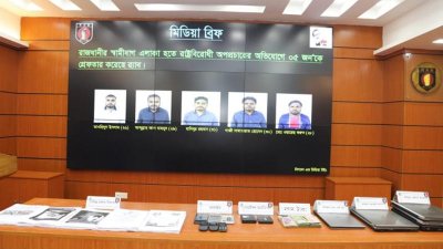 গ্রেফতার ব্যক্তিদের কাছ থেকে উদ্ধার সরঞ্জাম
