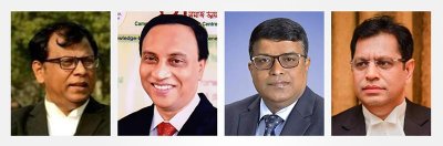 সম্পাদক পদে আলোচনায় আছেন,  (বাম থেকে) ব্যারিস্টার সাজ্জাদ হোসেন, অ্যাডভোকেট আব্দুন নুর দুলাল, মোতাহার হোসেন সাজু এবং অ্যাডভোকেট শাহ মঞ্জুরুল হক