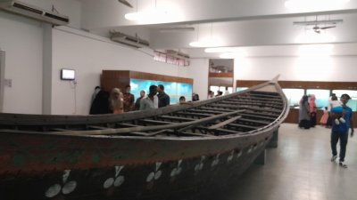 The famous large boat of rural Bengal preserved in the National Museum