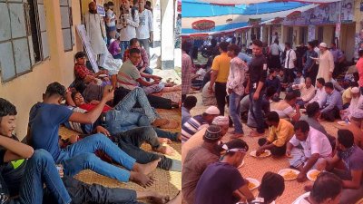 ফরিদপুরে ইজতেমা স্টাইলে বিএনপির নেতাকর্মীরা