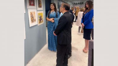 চিত্র প্রদর্শনীতে দর্শনার্থীরা