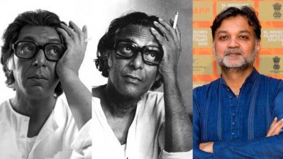 বাঁ থেকে- চঞ্চল চৌধুরী, মৃণাল সেন ও সৃজিত মুখার্জি