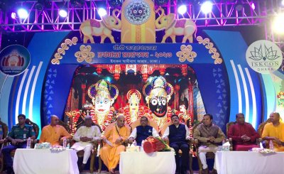 ইসকন স্বামীবাগ আশ্রমে আলোচনা সভায় ওবায়দুল কাদের (ছবি: ফোকাস বাংলা)