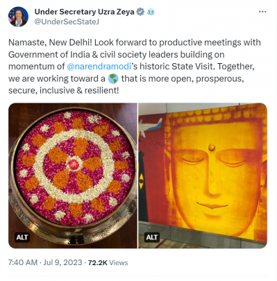 দিল্লিতে পা রেখেই মার্কিন আন্ডার সেক্রেটারির টুইট