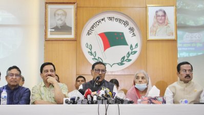 দলের কেন্দ্রীয় কার্যালয়ে সম্পাদকমণ্ডলীর সভায় ওবায়দুল কাদের (ছবি: ফোকাস বাংলা) 
